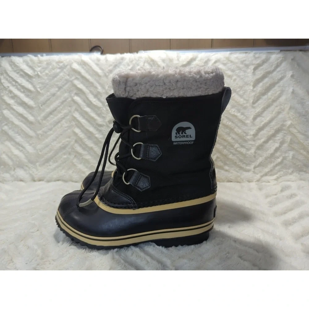 S4 Sorel Caribou Waterproof Snow Boot Faux Fur Sherpa Youth Sz 4/Women's Sz‎ 6